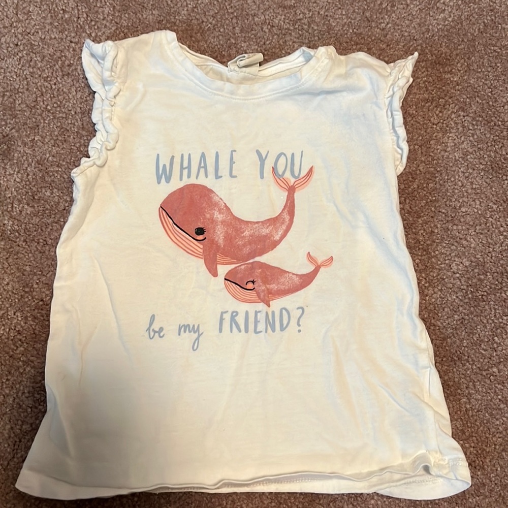 Whale 🐳 you be my friend? T-shirt 12-18